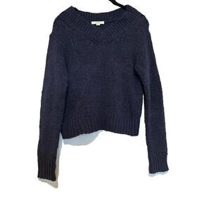 Vince sz XXS oversized 73% cotton navy sweater V neck loose knit relaxed #2027
